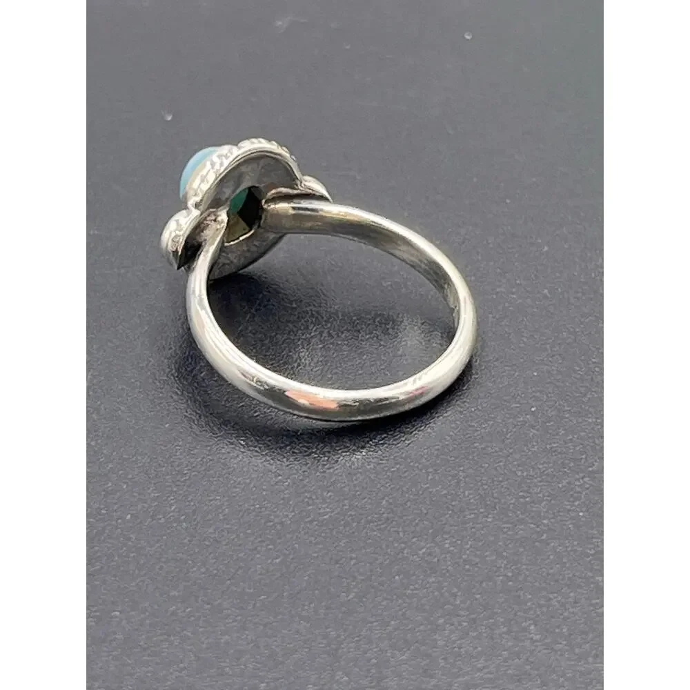 Natural Larimar Ring 925 Sterling Silver Handmade Oval Cabochon Gemstone‎ Sz 8
